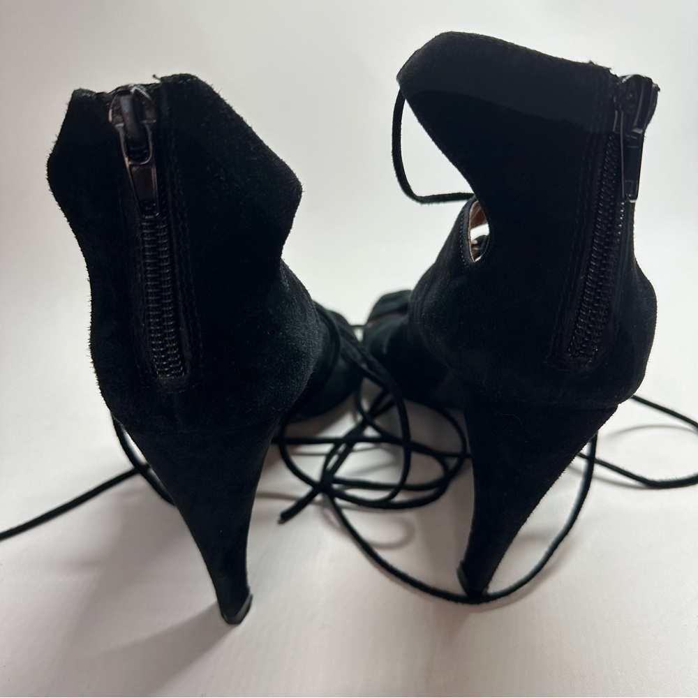 Jeffrey Campbell Free People Satine Black Suede Lace-Up Heels Sandal 6.5 Strappy - Picture 8 of 13